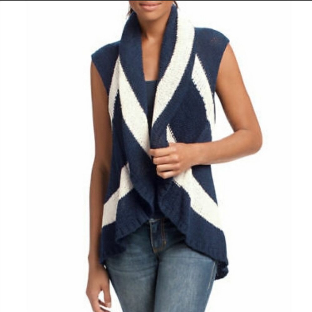 CAbi Jacket Vest Knit navy-blue & white striped XS
